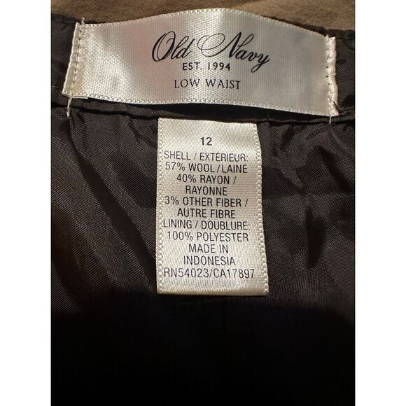 NWOT Old Navy Herringbone li ed Dress Pants Wool Blend Wide Leg Brown Size 12 Lo - Picture 10 of 10